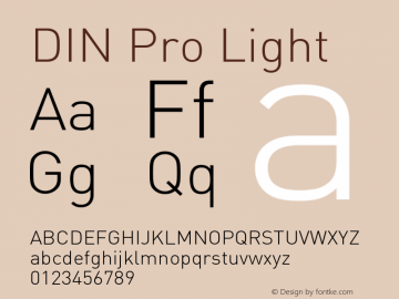 DIN Pro Light Version 7.601, build 1030, FoPs, FL 5.04 Font Sample