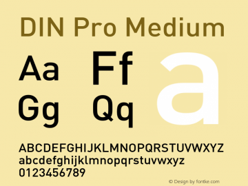 DIN Pro Medium Version 7.601, build 1030, FoPs, FL 5.04 Font Sample