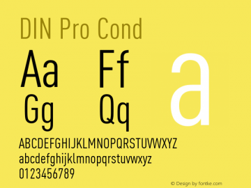 DIN Pro Cond Version 7.601, build 1030, FoPs, FL 5.04 Font Sample