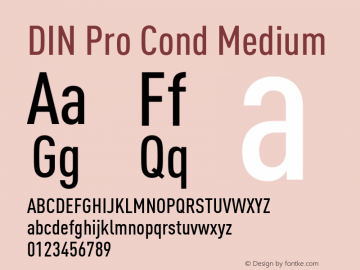 DIN Pro Cond Medium Version 7.601, build 1030, FoPs, FL 5.04 Font Sample