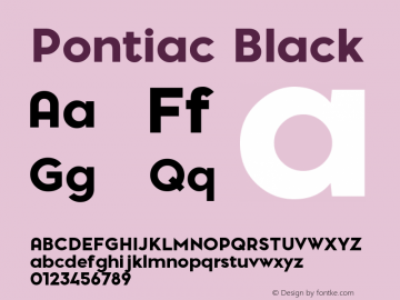 PontiacBlack 1.000 | web-TT Font Sample