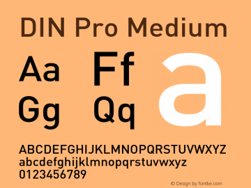 DIN Pro Medium Version 7.601, build 1030, FoPs, FL 5.04 Font Sample