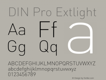 DIN Pro Extlight Version 7.601, build 1030, FoPs, FL 5.04 Font Sample