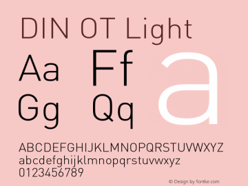 DIN OT Light Version 7.601, build 1030, FoPs, FL 5.04 Font Sample