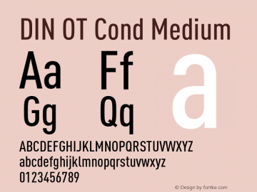 DIN OT Cond Medium Version 7.601, build 1030, FoPs, FL 5.04 Font Sample