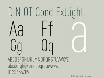 DIN OT Cond Extlight Version 7.601, build 1030, FoPs, FL 5.04 Font Sample