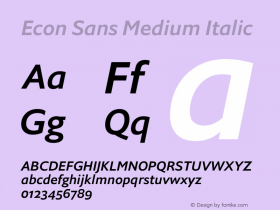 Econ Sans Medium Italic Version 1.000图片样张