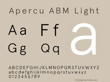ApercuABM-Light Version 001.001 Font Sample