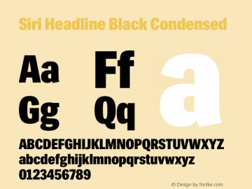 Siri Headline Black Condensed Version 1.000 Font Sample