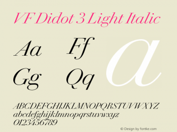 VFDidot3-LightItalic Version 1.001;PS 001.001;hotconv 1.0.57;makeotf.lib2.0.21895图片样张