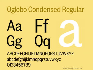 Oglobo Condensed Regular 1.000 WEB Font Sample