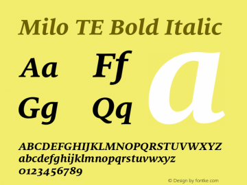 MiloTE-BoldIta Version 1.00 Font Sample