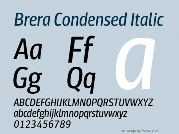 BreraCondensed-Italic Version 1.000 Font Sample