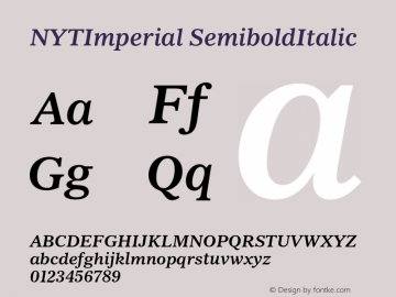 NYTImperial SemiboldItalic Version 2.000 Font Sample
