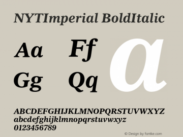 NYTImperial BoldItalic Version 2.000 Font Sample