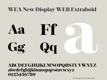 WEA New Display WEB Extrabold Version 1.002;PS 1.2;hotconv 1.0.88;makeotf.lib2.5.647800; ttfautohint (v1.4)图片样张