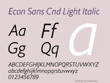 Econ Sans Cnd Light Italic Version 1.000图片样张