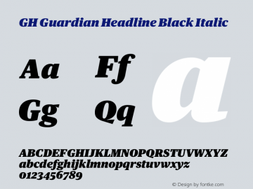 GH Guardian Headline Black Italic Version 2.001; Font Sample