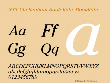 NYT Cheltenham Book Italic Version Font Sample