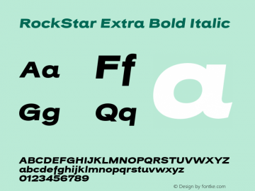 RockStar-ExtraBoldItalic Version 1.000 Font Sample