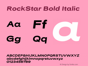 RockStar-BoldItalic Version 1.000 Font Sample