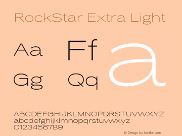 RockStar-ExtraLight 1.0 Font Sample