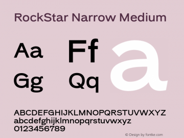 RockStar-NarrowMedium Version 1.000 Font Sample