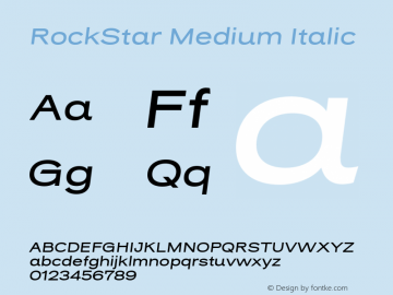 RockStar-MediumItalic Version 1.000 Font Sample