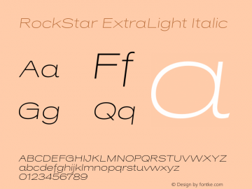 RockStar-ExtraLightItalic 1.0 Font Sample