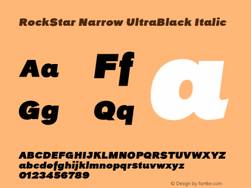 RockStar-NarrowUltraBlackItalic Version 1.000 Font Sample