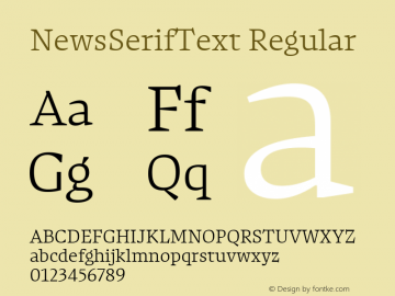 NewsSerifText Regular Version 1.000 Font Sample