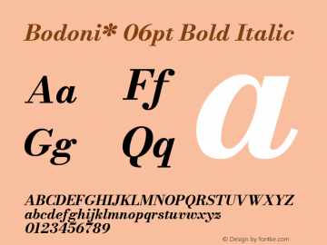 Bodoni* 06pt Bold Italic Version 2.3图片样张