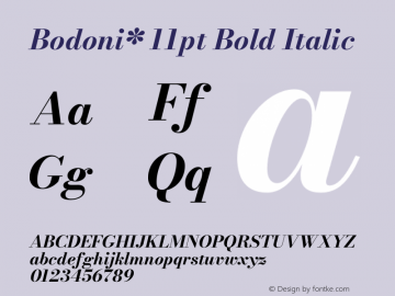 Bodoni* 11pt Bold Italic Version 2.3 Font Sample