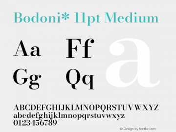 Bodoni* 11pt Medium Version 2.3 Font Sample