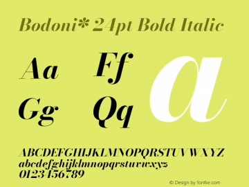 Bodoni* 24pt Bold Italic Version 2.3 Font Sample