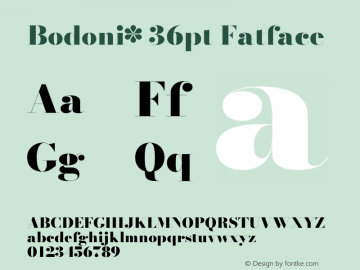 Bodoni* 36pt Fatface Version 2.3 Font Sample