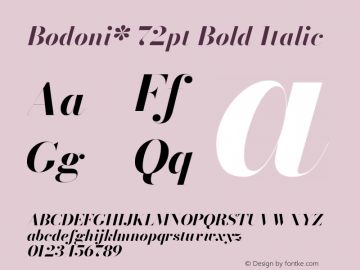 Bodoni* 72pt Bold Italic Version 2.3图片样张