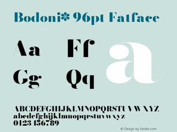 Bodoni* 96pt Fatface Version 2.3 Font Sample