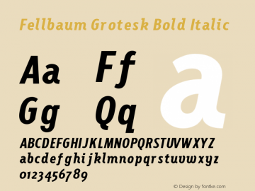 Fellbaum Grotesk Bold Italic 1.000 Font Sample