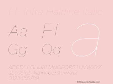 FF Infra Hairline Italic 1.00, build 10, g2.6.1 b1204, s3 Font Sample