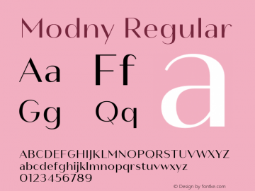 Modny Regular Version 1.00;August 2, 2018;FontCreator 11.5.0.2427 64-bit Font Sample