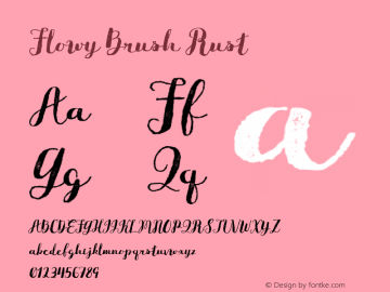 Flowy Brush Rust 1.000 Font Sample