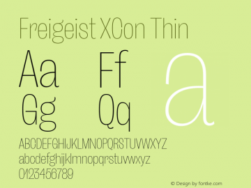 Freigeist XCon Thin 1.000 Font Sample