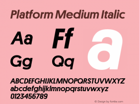Platform Medium Italic 1.001 Font Sample
