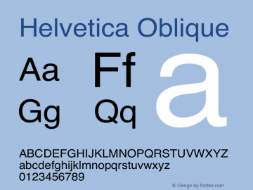 Helvetica Oblique  Font Sample