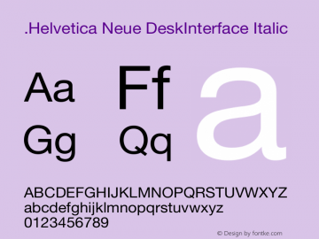 .Helvetica Neue DeskInterface Italic  Font Sample