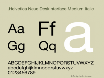 .Helvetica Neue DeskInterface Medium Italic P4 15.0d1e1 Font Sample
