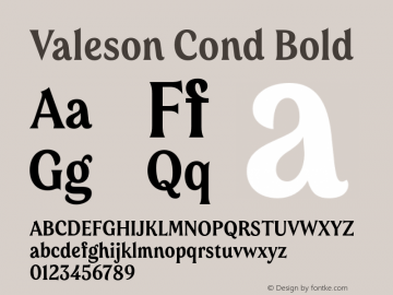 Valeson Cond Bold Version 1.0 Font Sample