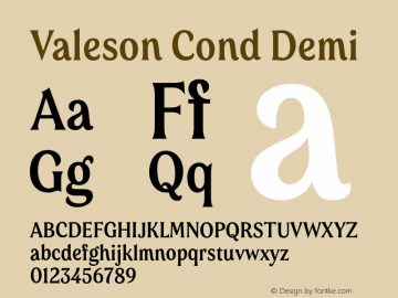Valeson Cond Demi Version 1.0 Font Sample