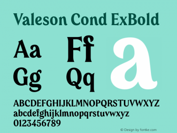 Valeson Cond ExBold Version 1.0 Font Sample
